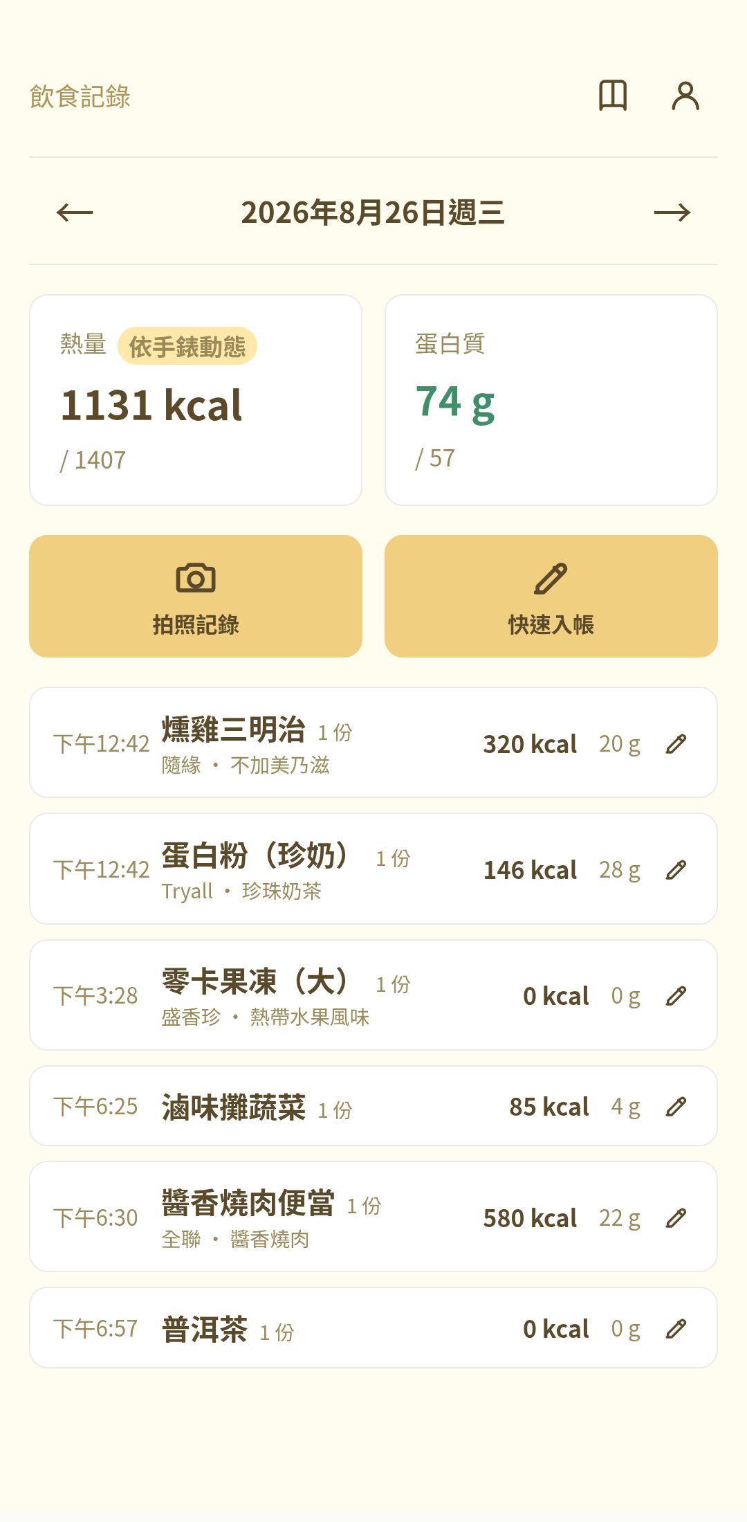 食記今日紀錄畫面